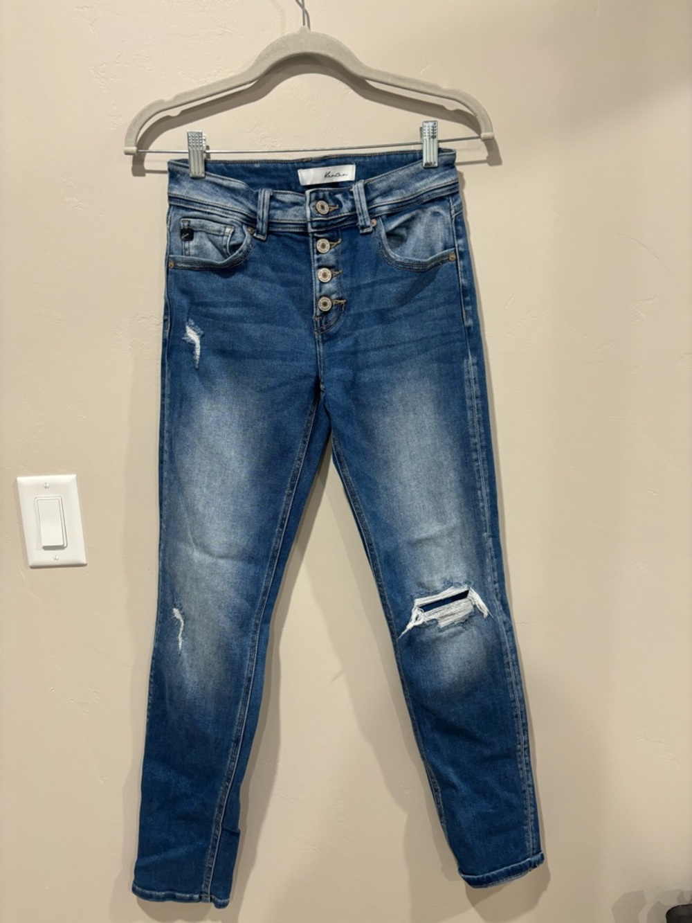 KanCan Medium Blue Distressed High-Rise Skinny Jeans